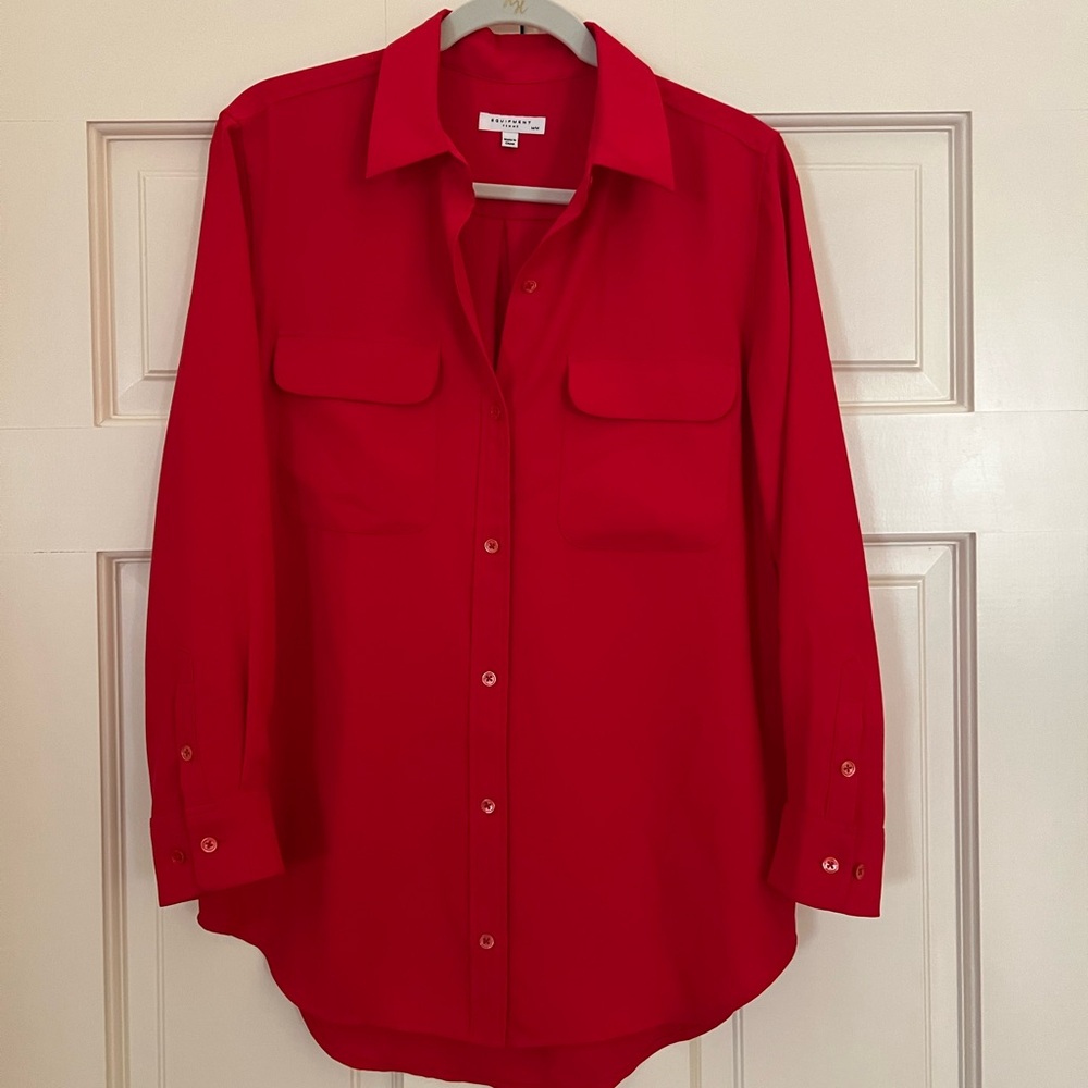Equipment Red Button Down Blouse sz M